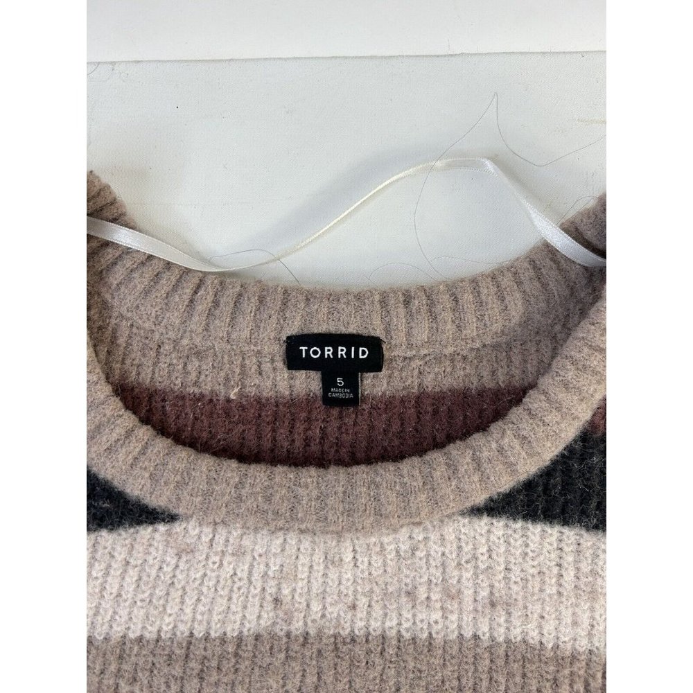 Torrid Rainbow Color Block Stripe Crewneck Sweater - image 3